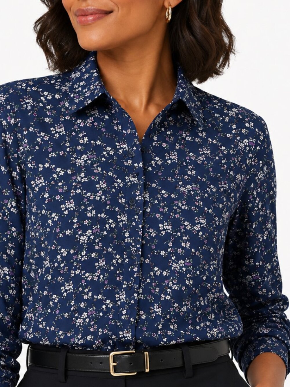Banana Republic Classic Fit Blue Floral Button-down Shirt Size S